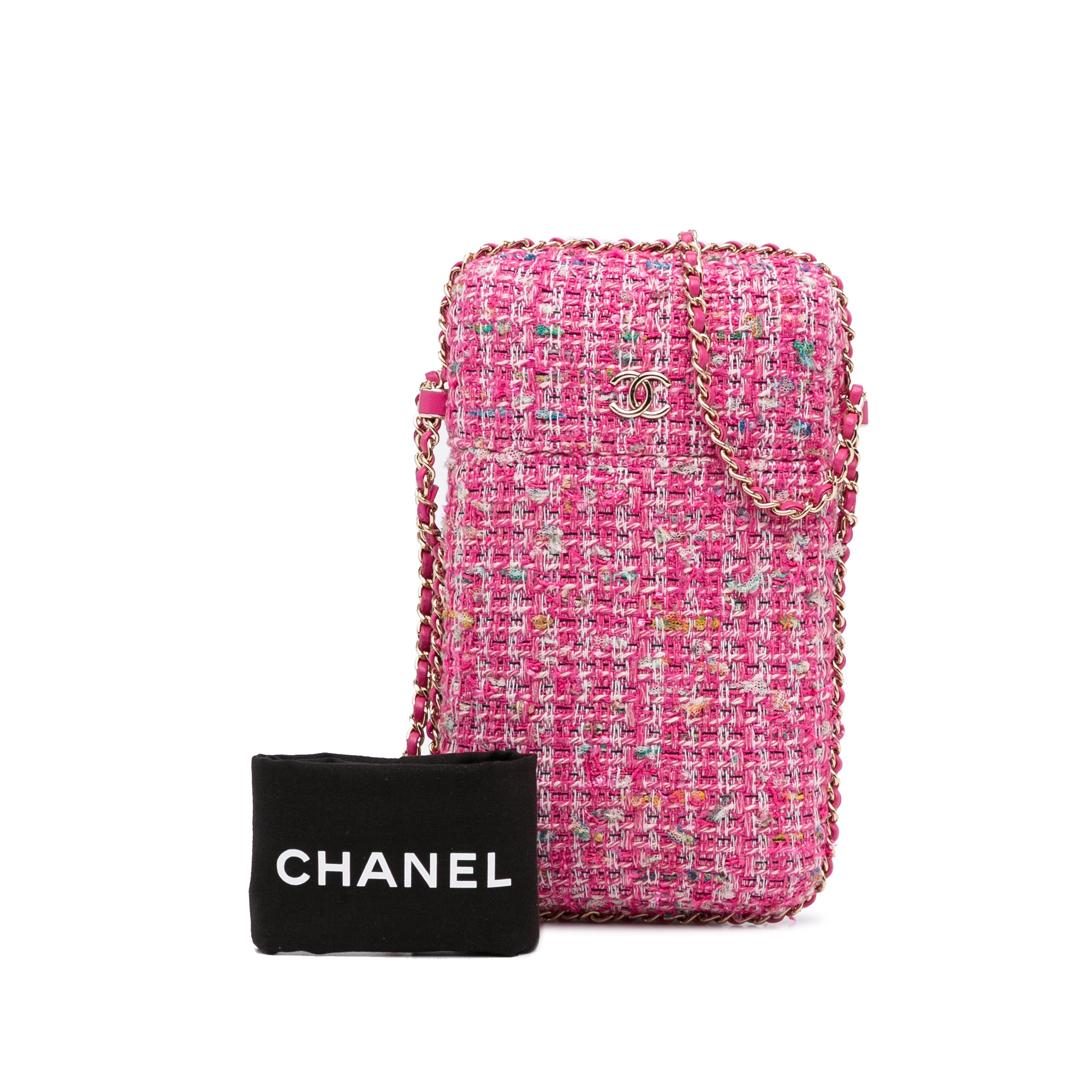 Pink Chanel CC Tweed Phone Case Crossbody Bag – Designer Revival