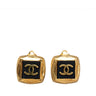 Gold Chanel Square CC Clip On Earrings - Designer Revival