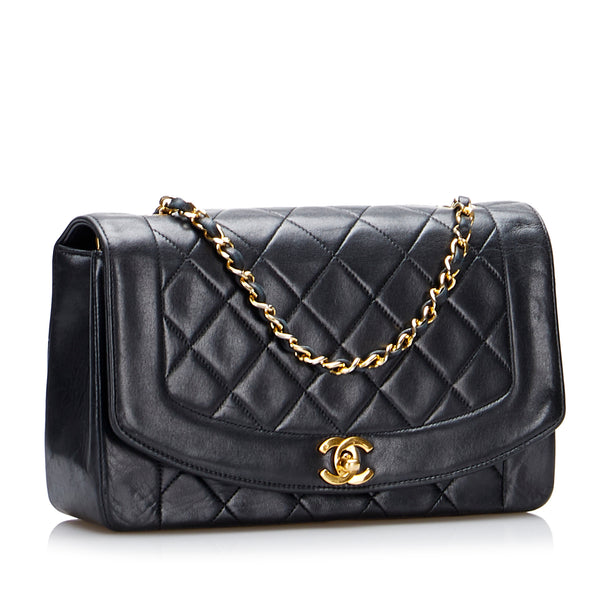 Chanel Black Quilted Leather CC Diana Flap Bag - Yoogi's Closet
