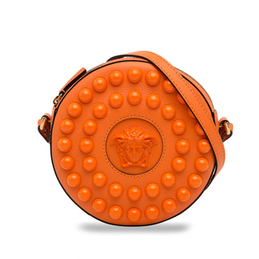 Orange Versace La Medusa Round Beaded Crossbody Bag - Designer Revival