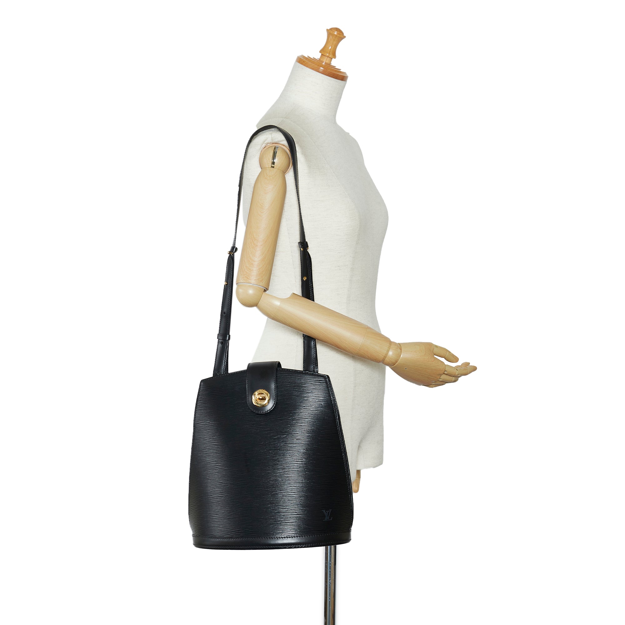 Louis Vuitton LV Women Padlock On Strap Bag Black Epi Embossed