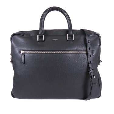 Black Saint Laurent Leather Business Bag - Designer Revival