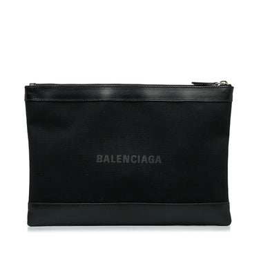 Black Balenciaga Navy Clip M Clutch - Designer Revival