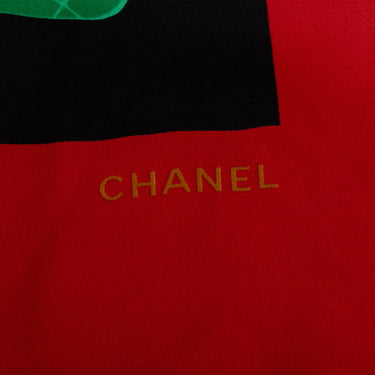 Red Chanel Classic Matelasse Flap Bag Print Scarf Scarves - Designer Revival