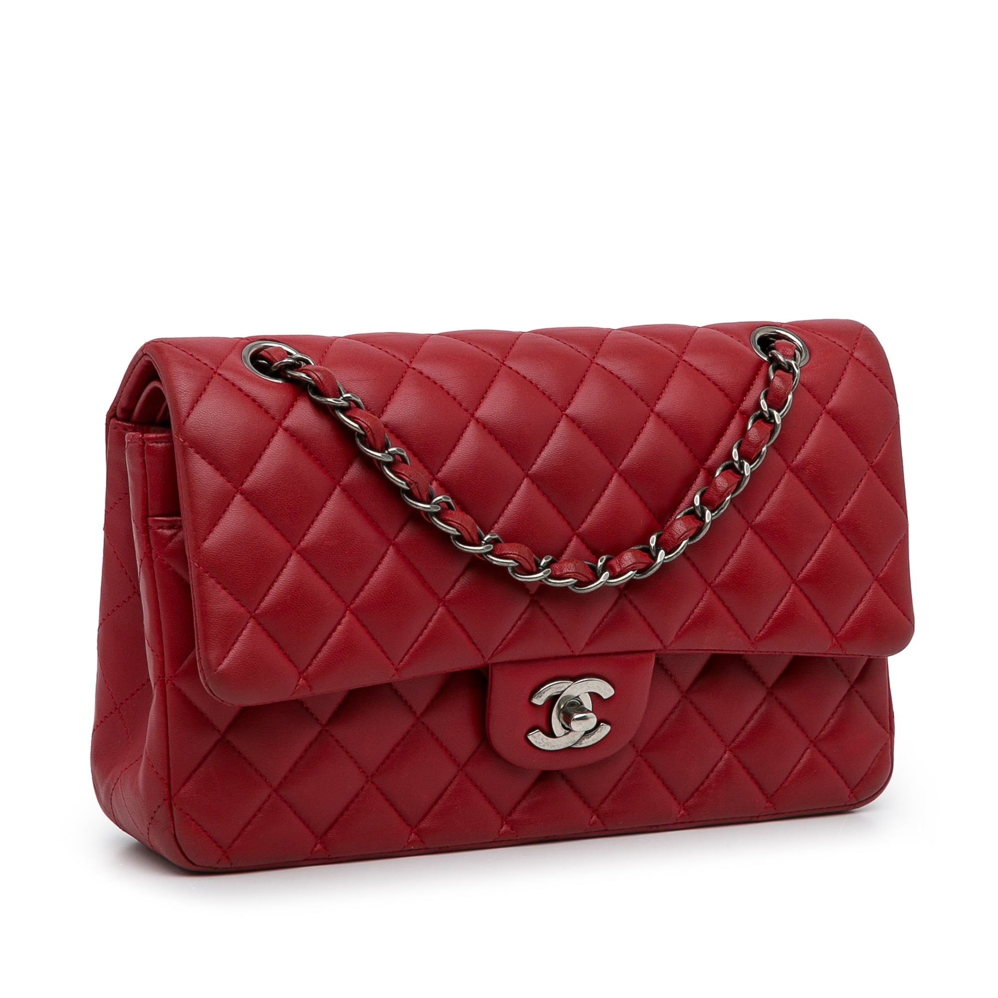 Red Chanel Medium Classic Lambskin Double Flap Shoulder Bag – Designer  Revival