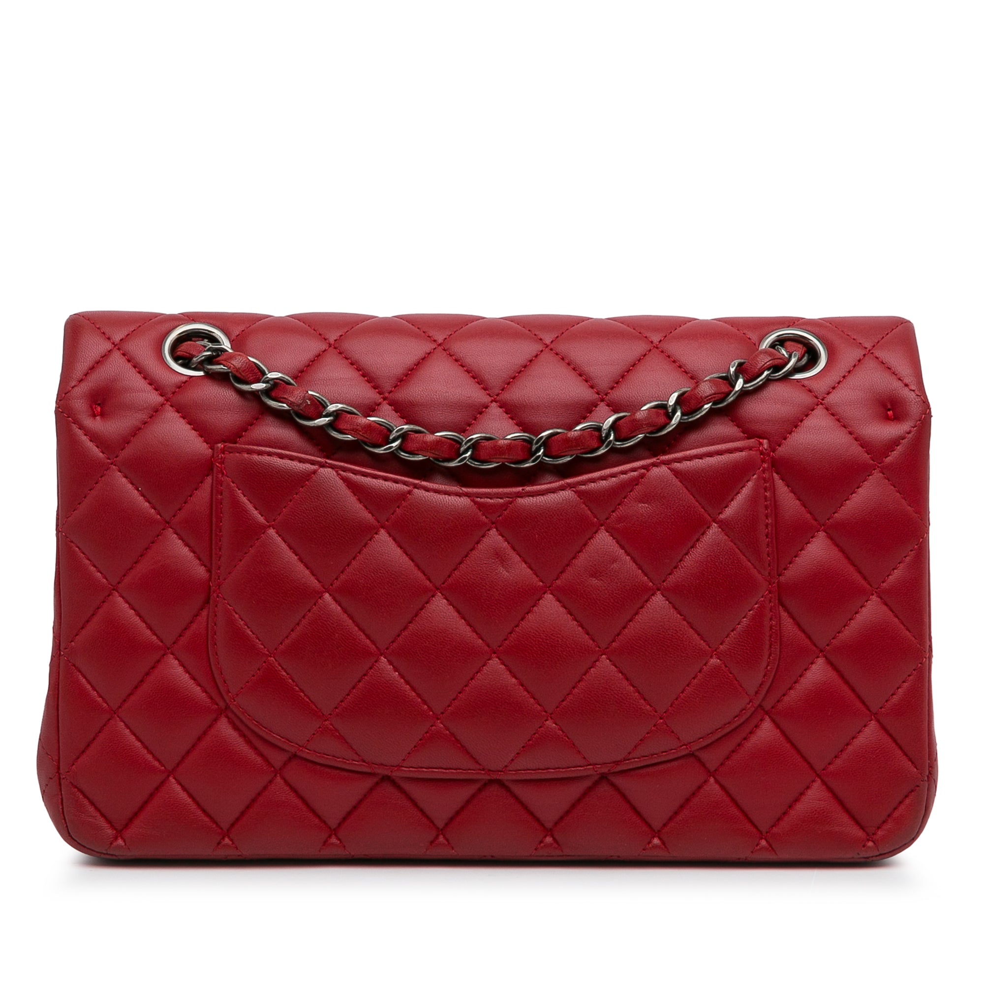 Chanel Classic Double Flap Medium Leather Shoulder Bag Red