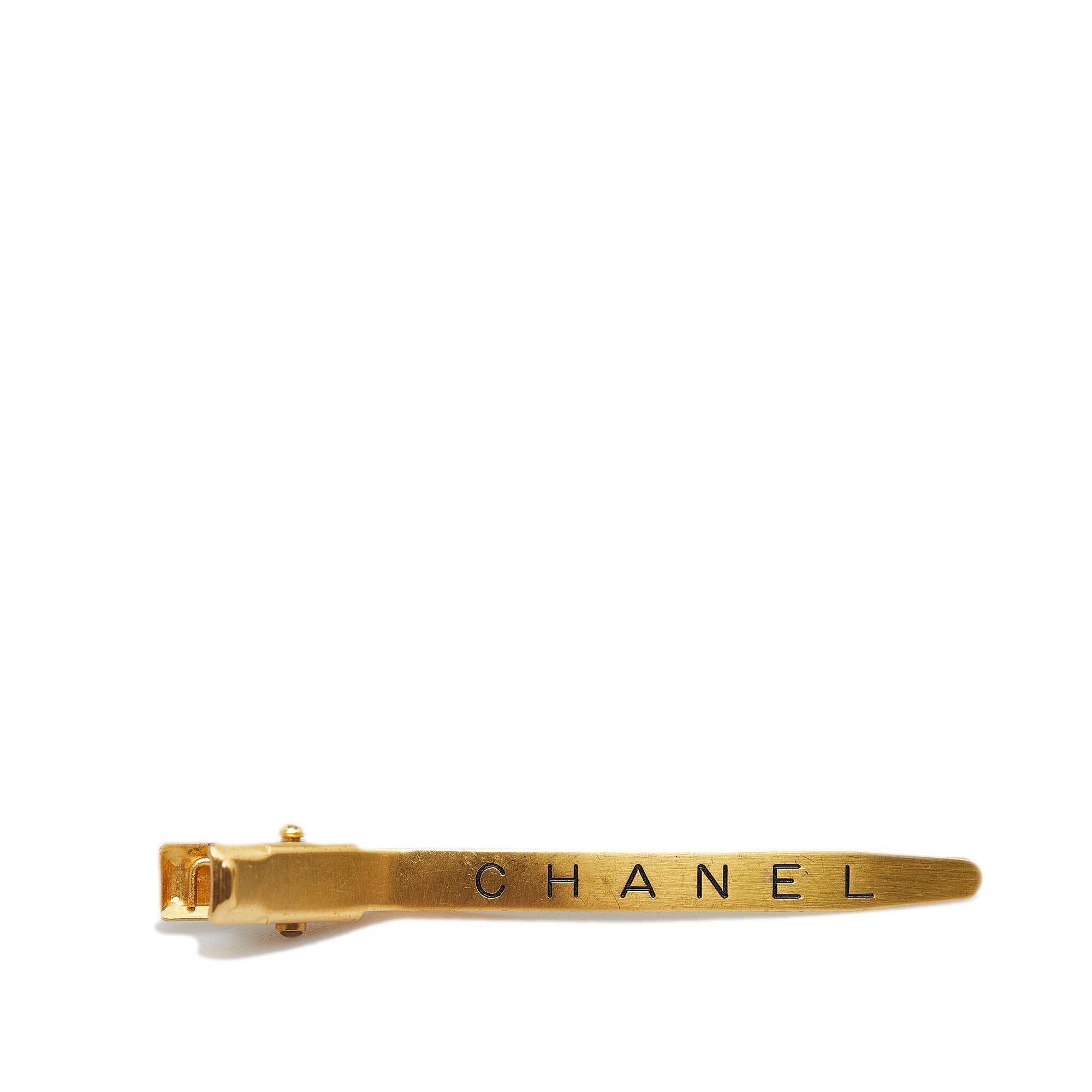 Chanel Vintage Chanel Gold Tone Barrette Hair Clip CC