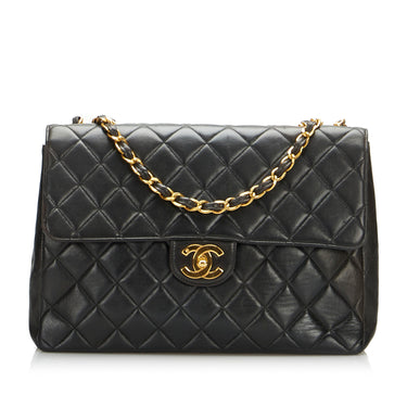 Black Chanel Jumbo Classic Lambskin Single Flap Shoulder Bag - Designer Revival