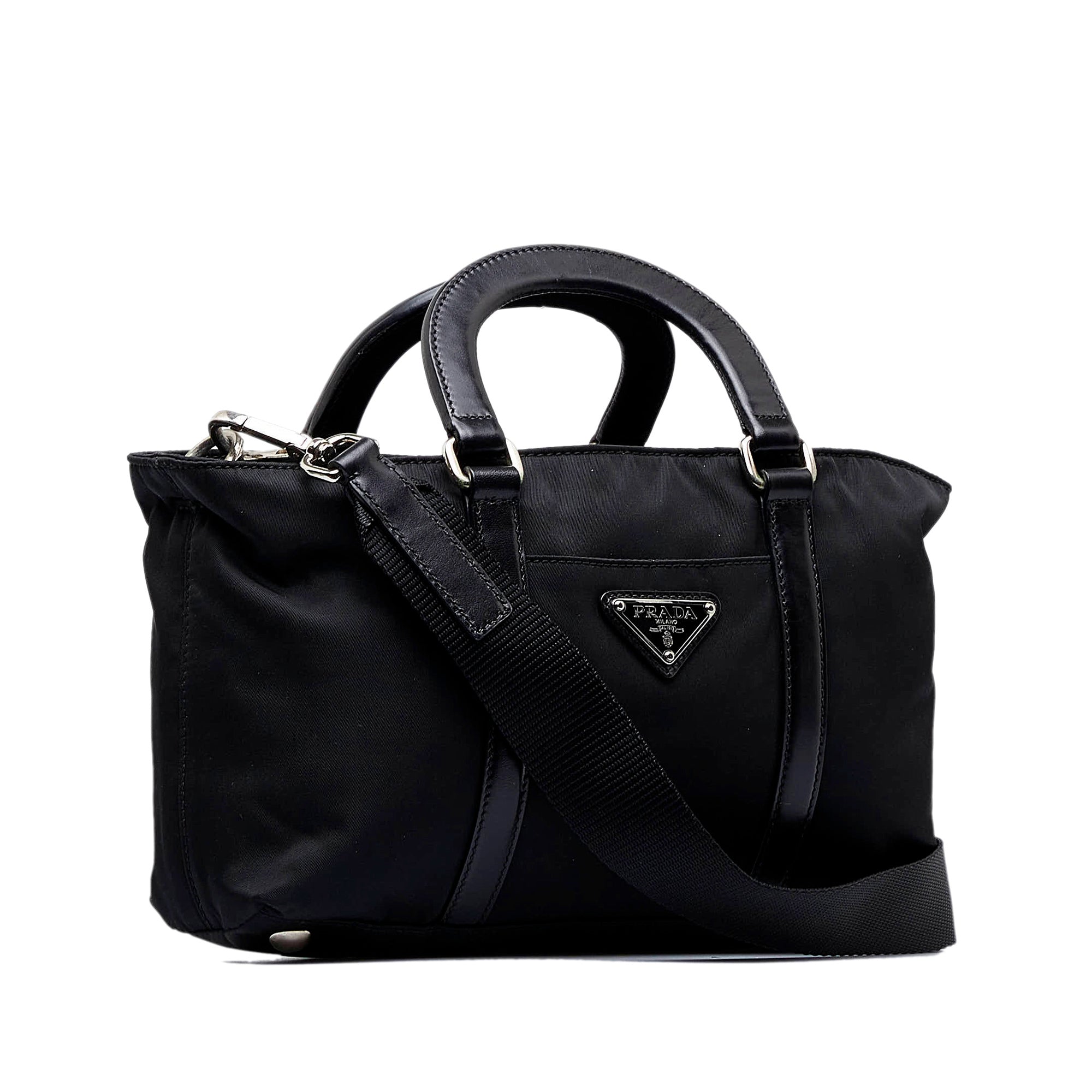 Prada Logo Tessuto Nylon Two Way Shoulder Bag on SALE
