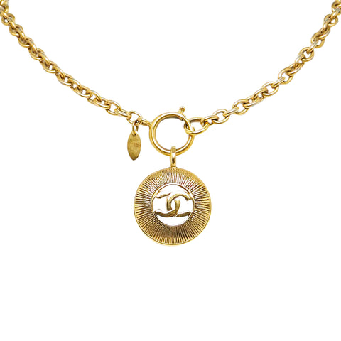 Vintage Chanel Gold Plated Triple Chain CC Necklace