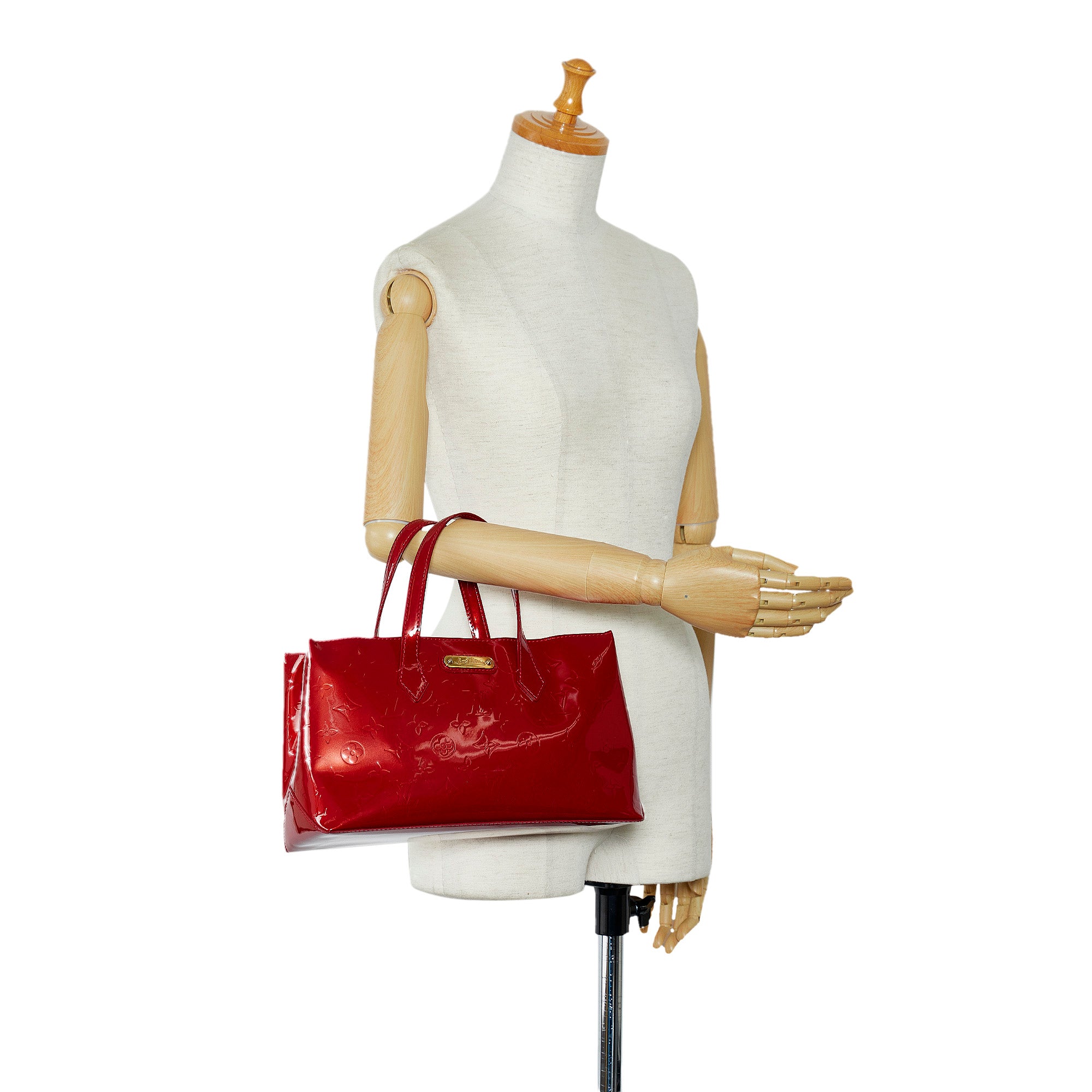 Red Louis Vuitton Monogram Vernis Wilshire PM Handbag