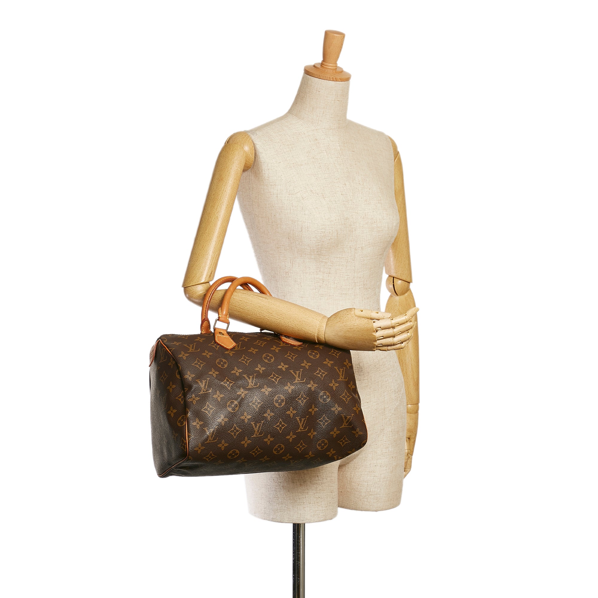 Louis Vuitton Brown Monogram Speedy 30 Leather Cloth ref.970164 - Joli  Closet