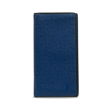 Blue Louis Vuitton Taiga Portefeuille Brazza Bi-fold Long Wallet - Designer Revival