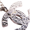 Silver Chanel CC Enamel Pendant Necklace