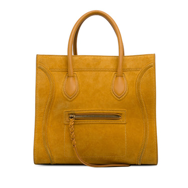 Yellow Celine Medium Suede Phantom Luggage Tote - Designer Revival