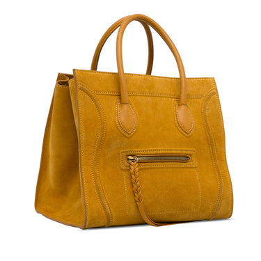 Yellow Celine Medium Suede Phantom Luggage Tote - Designer Revival