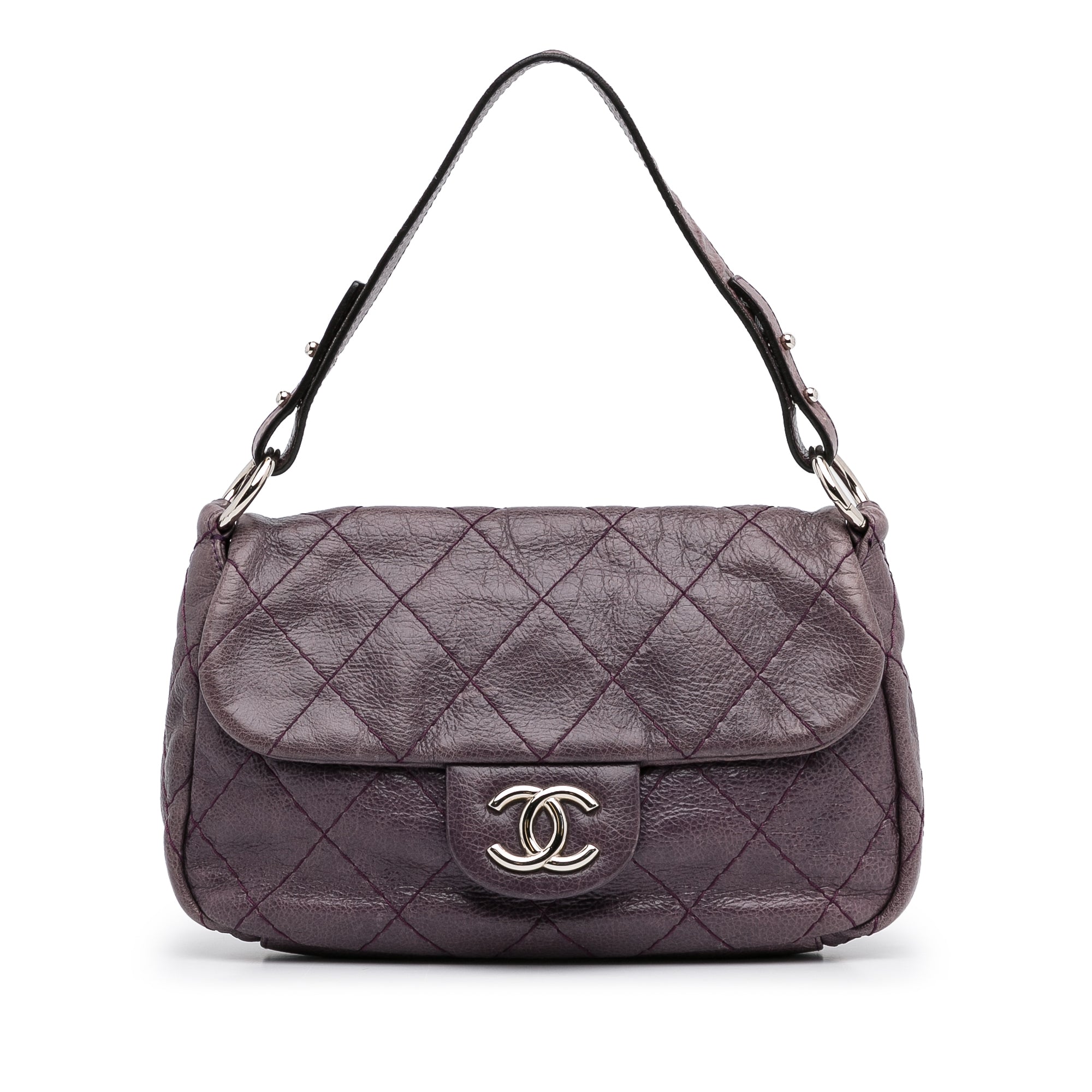 purple chanel crossbody handbag