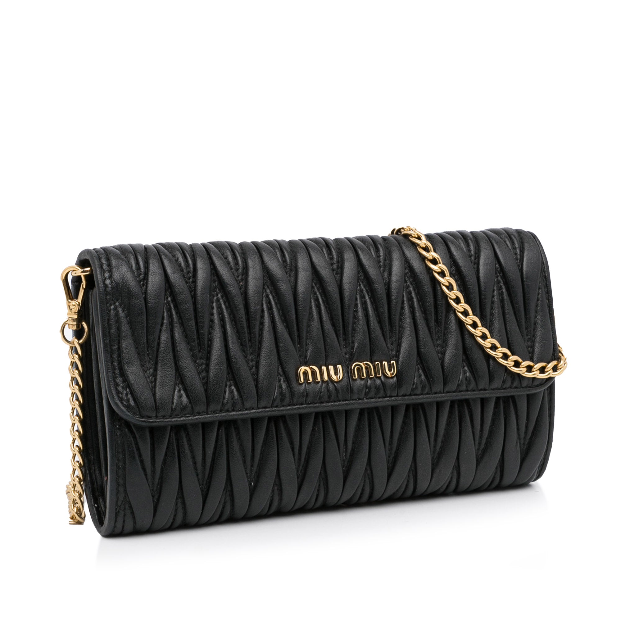 Black Miu Miu Matellase Wallet On Chain Crossbody Bag – Designer Revival