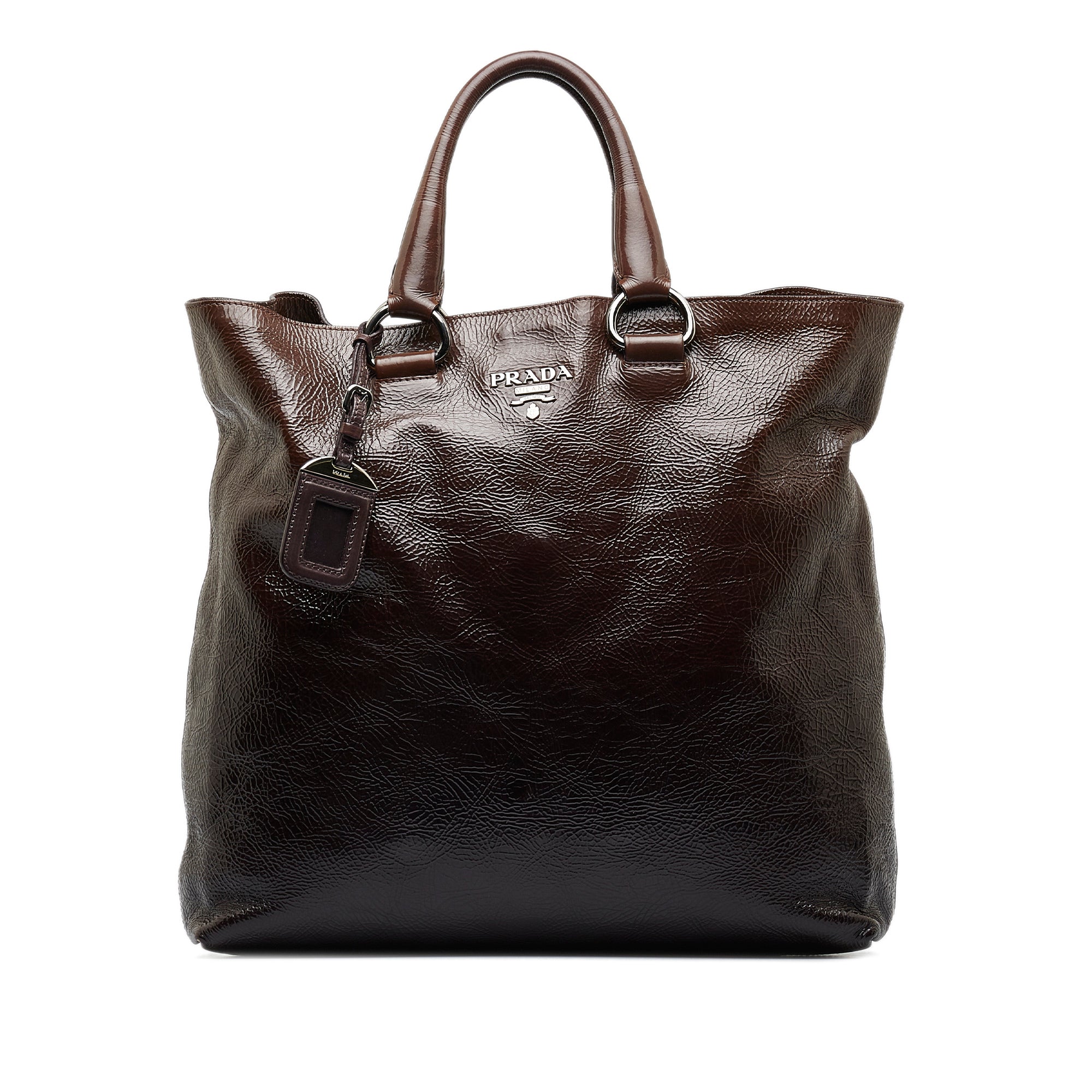 Brown Prada Vitello Shine Tote Bag - Designer Revival