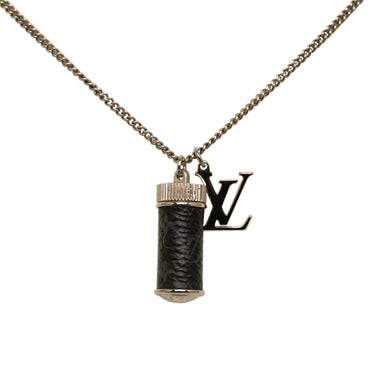 Silver Louis Vuitton Monogram Eclipse Collie Charms Pendant Necklace