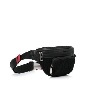 Black Fendi FF Neoprene Vitello Grace Perforated Pocket Belt Bag - Designer Revival
