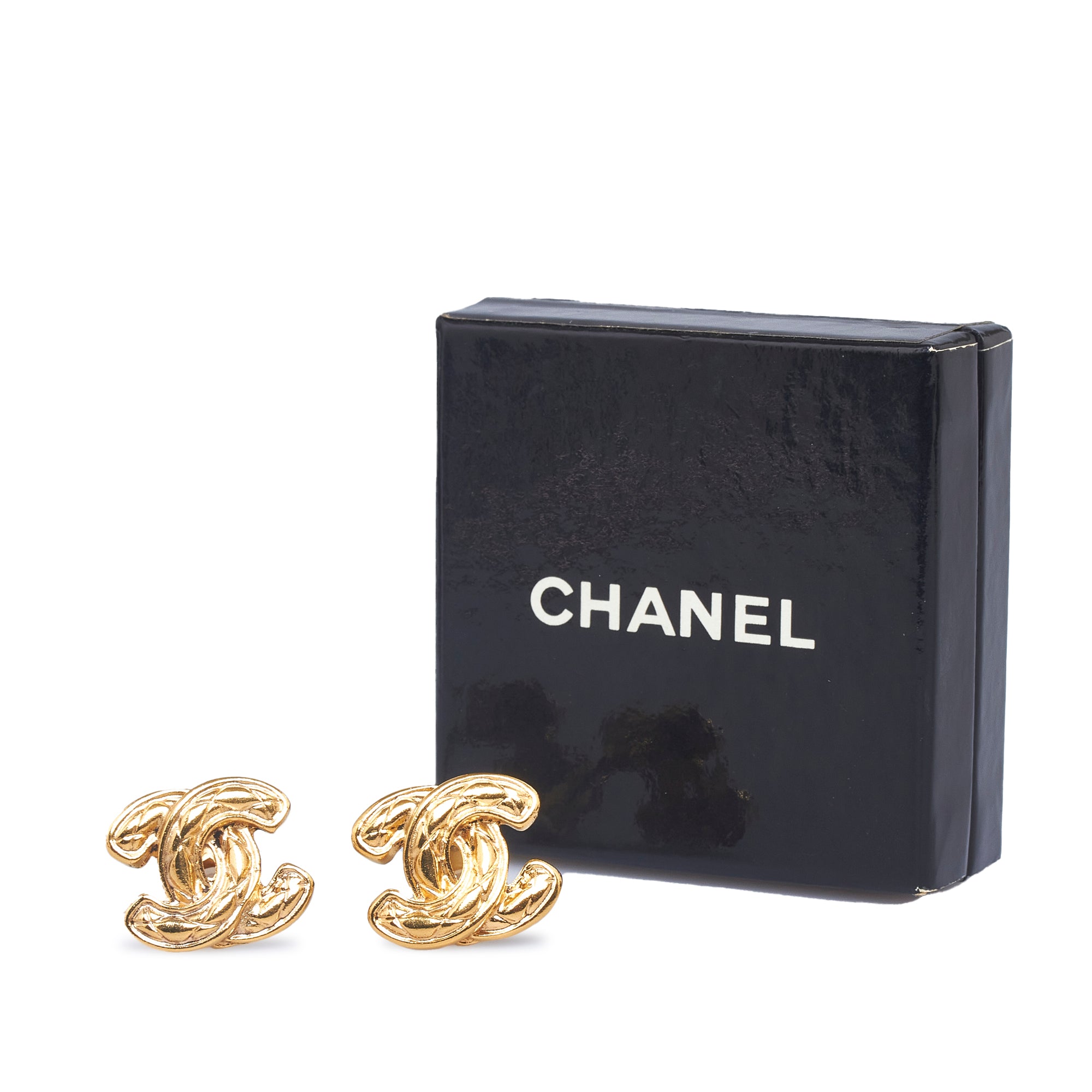 Gold Chanel CC Clip-On Earrings - Designer Revival