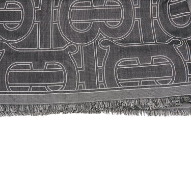 Gray Burberry TB Silk and Wool Scarf Scarves - Designer Revival