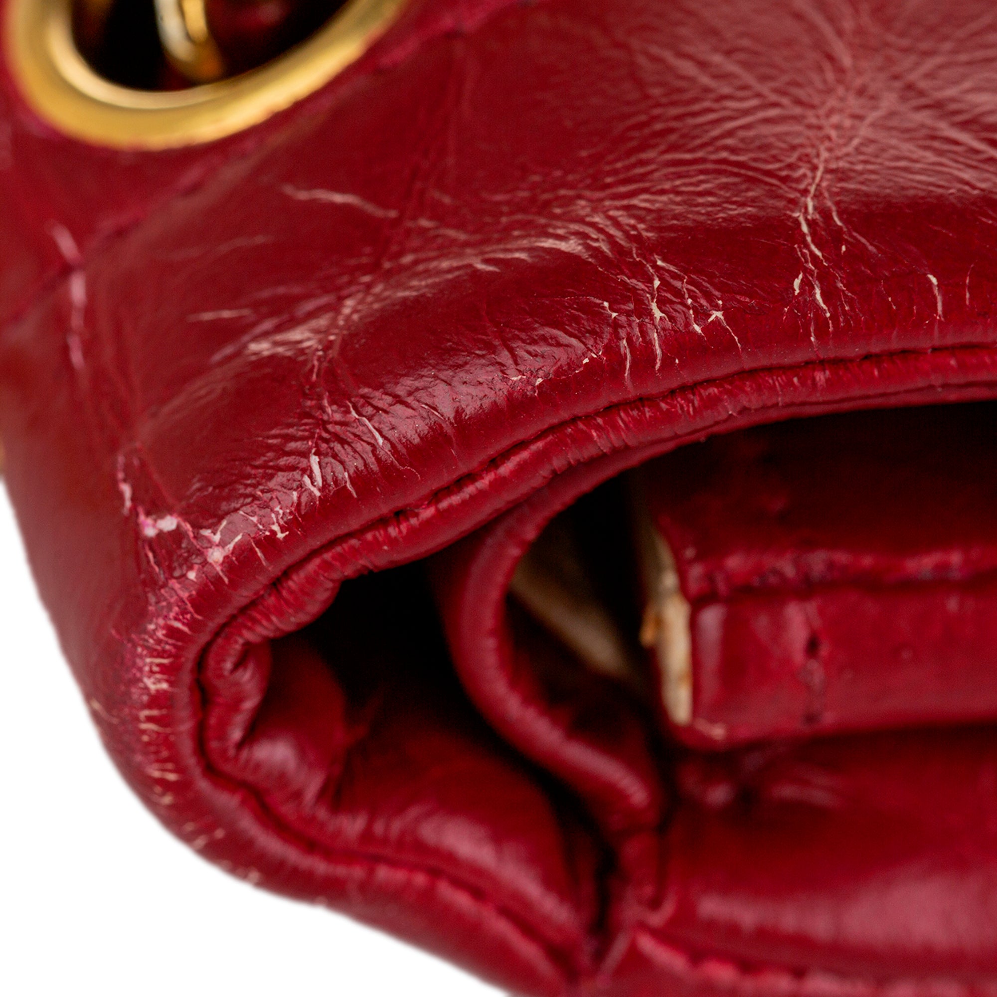 CHANEL Lambskin Vertical Stitch Mini Rectangular Flap Rouge Fonce