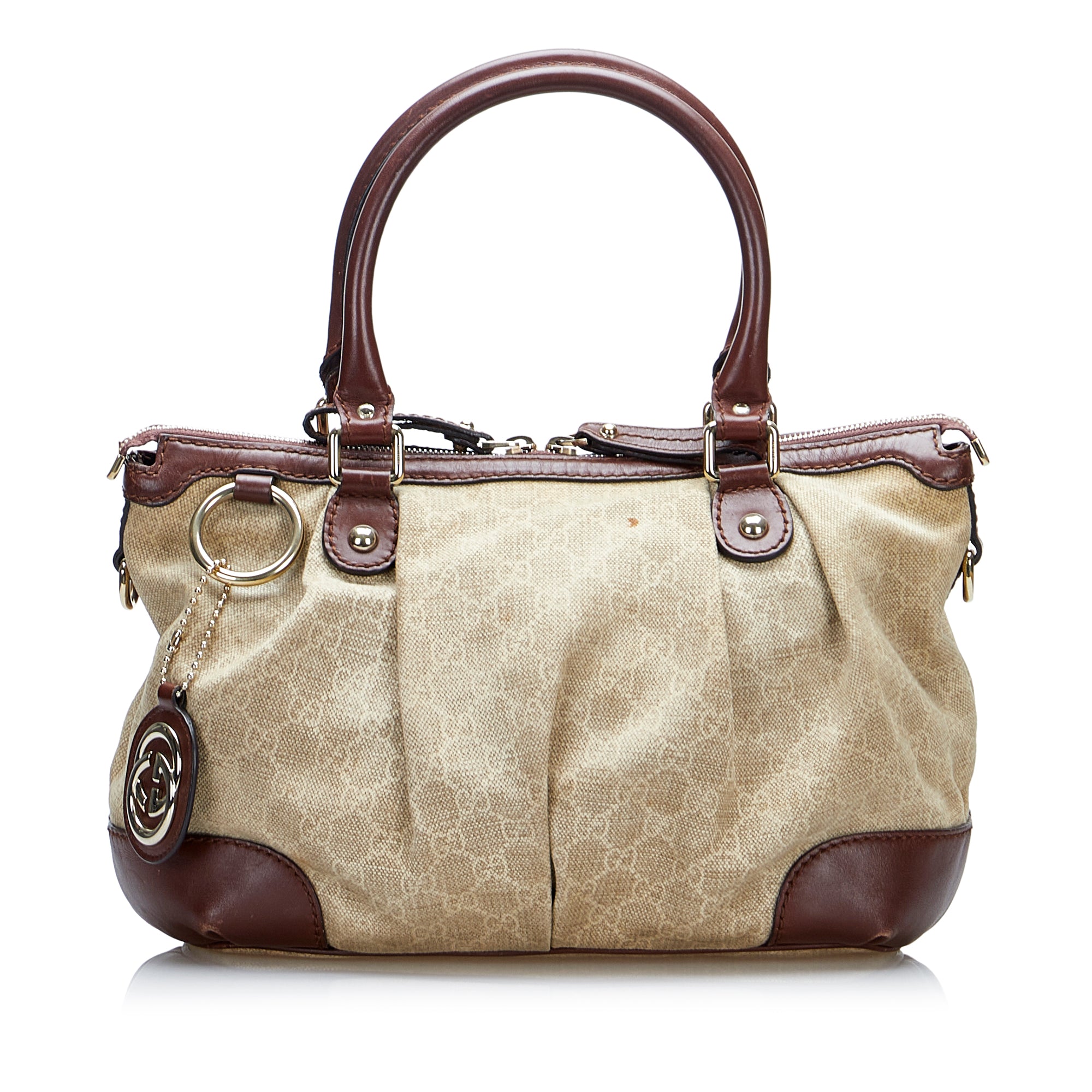 Brown Gucci GG Canvas Sukey Handbag Satchel - Designer Revival