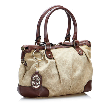 Brown Gucci GG Canvas Sukey Handbag Satchel - Designer Revival