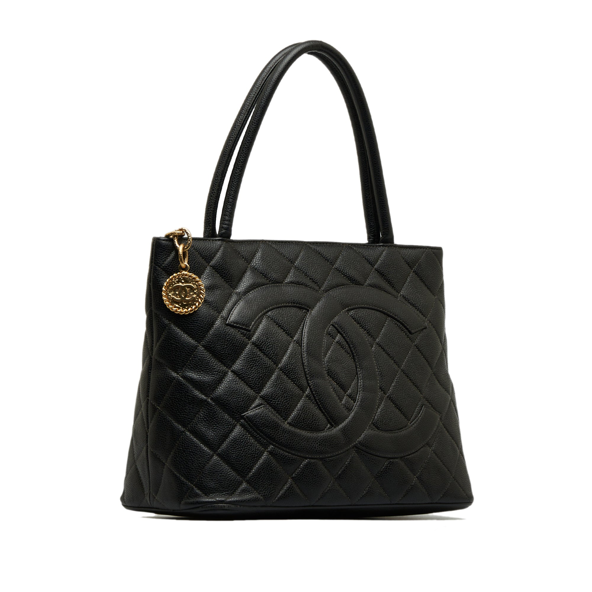 Black Chanel Caviar Medallion Tote Bag – Designer Revival