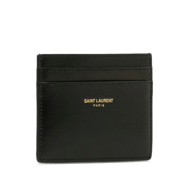 Black Saint Laurent Leather Card Holder - Designer Revival