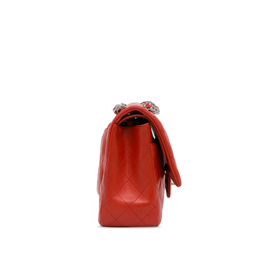 Orange Chanel Jumbo Classic Lambskin Double Flap Shoulder Bag - Designer Revival