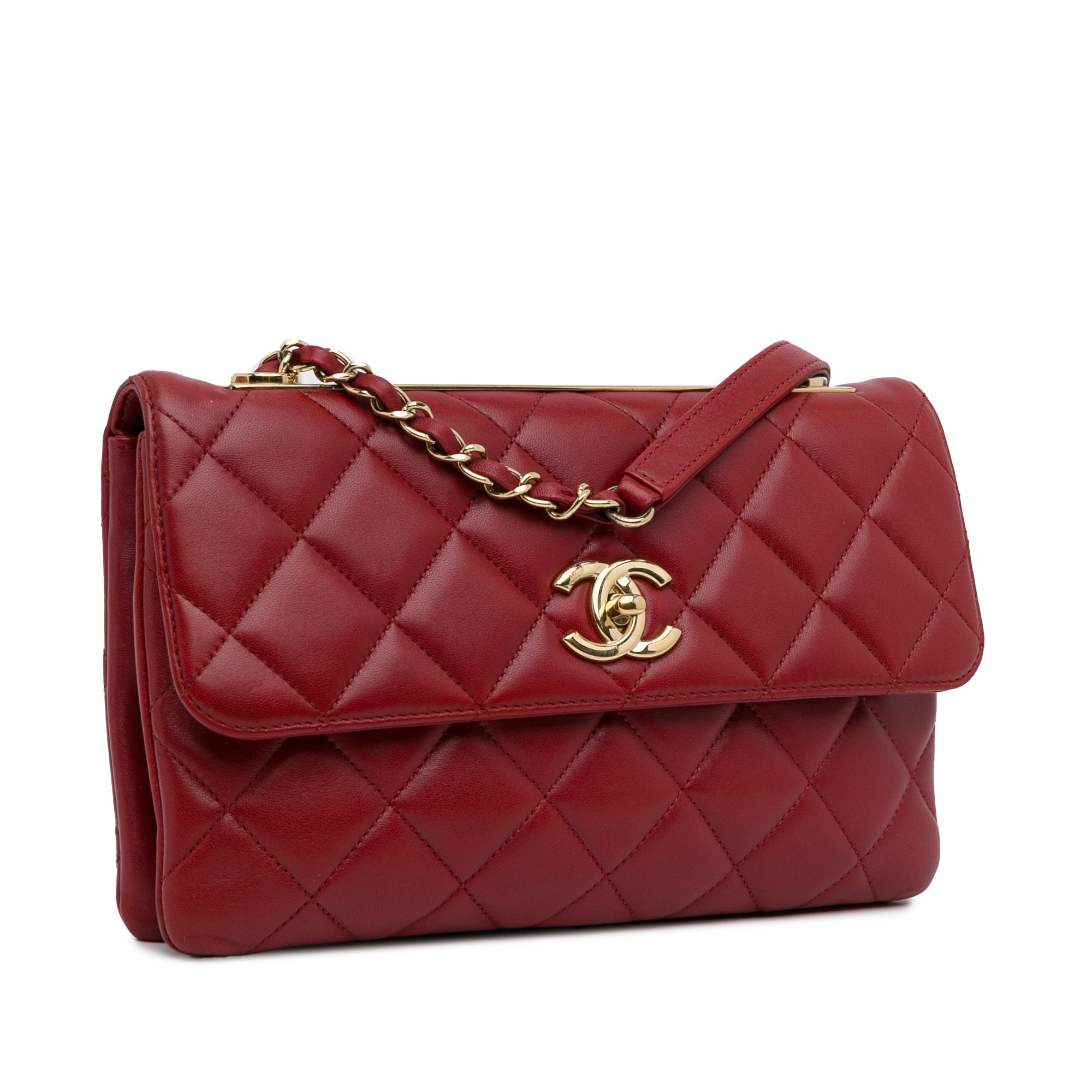 Red Chanel Quilted Lambskin Trendy Flap Shoulder Bag – Designer