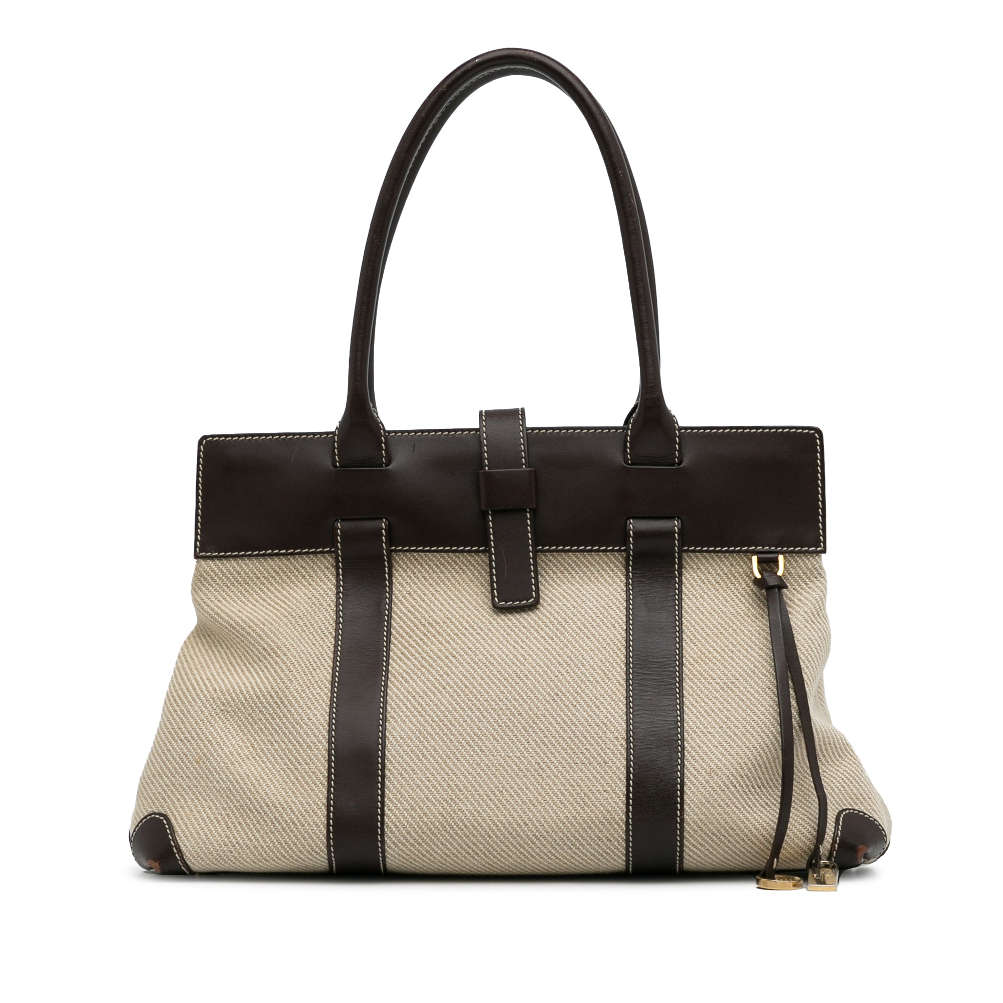 Brown Loro Piana Canvas Shoulder Bag - Designer Revival
