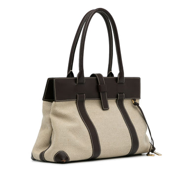 Brown Loro Piana Canvas Shoulder Bag - Designer Revival