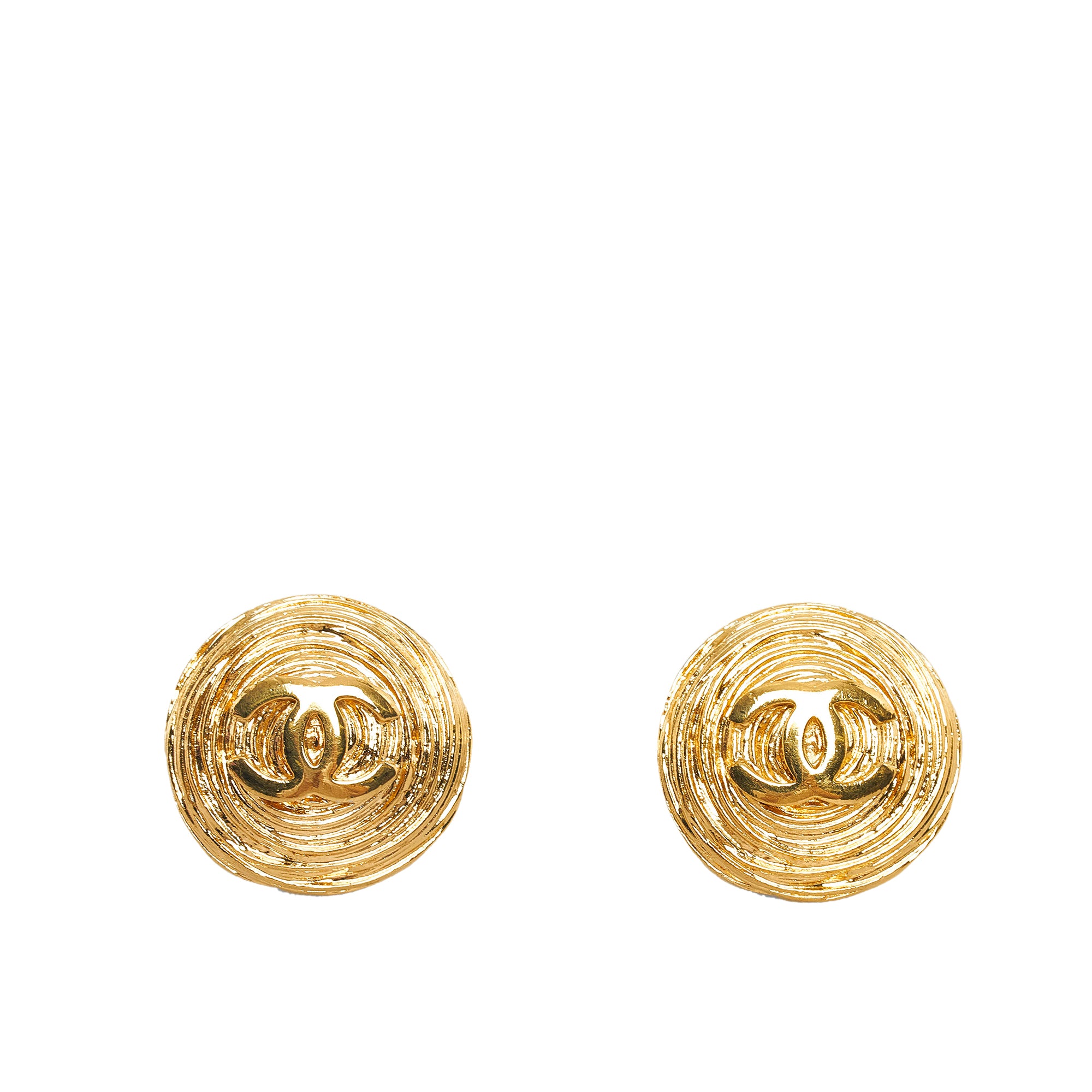 Chanel Brand New Gold CC Seed Pearl Flower Small Piercing Earrings For Sale  at 1stDibs