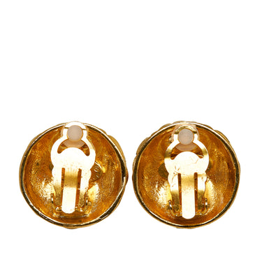 Gold Chanel CC Quilted Clip On Earrings - Designer Revival