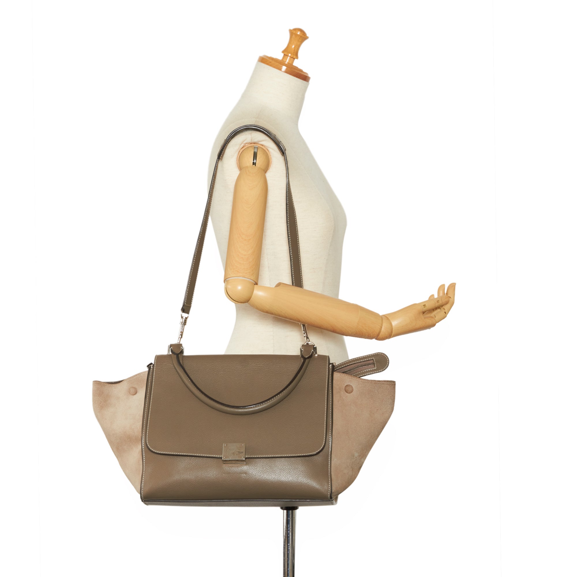 Taupe Celine Medium Trapeze Leather Satchel – Designer Revival