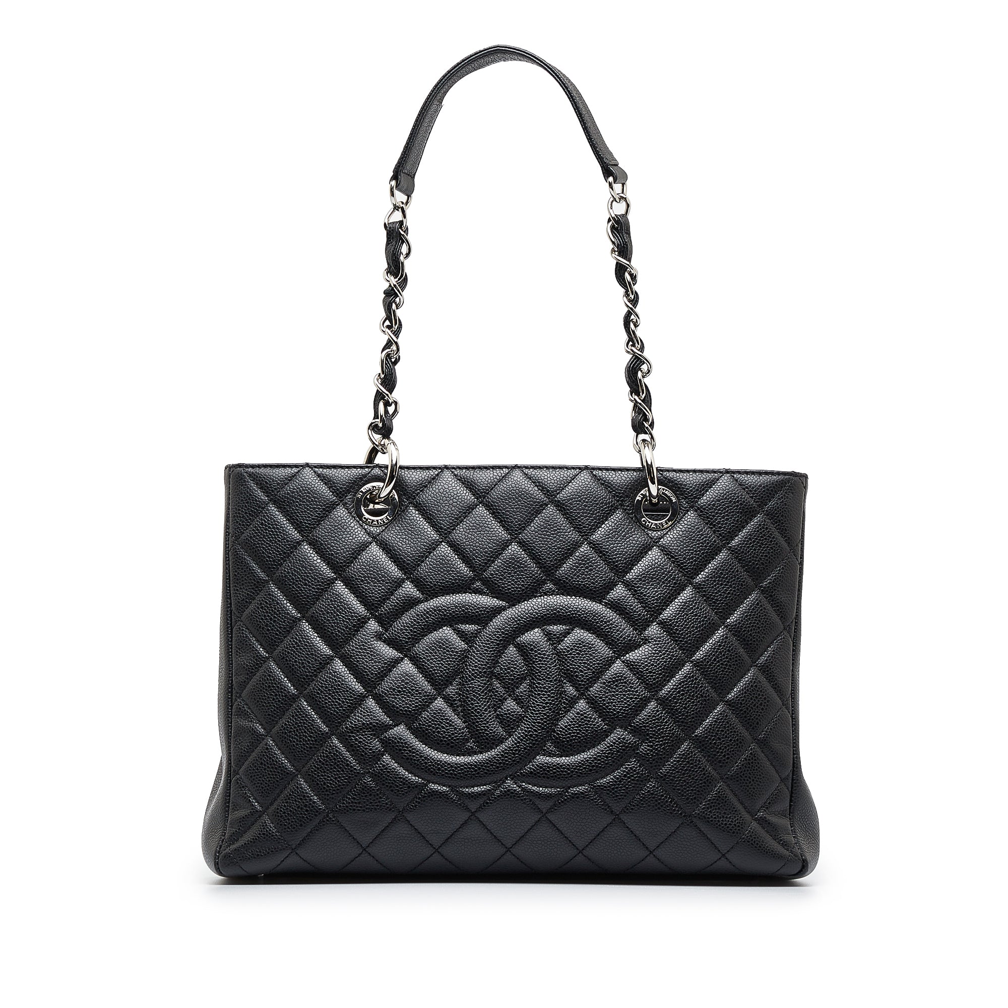 Chanel Chanel White caviar Leather shoulder Bag pochette Gold Chain
