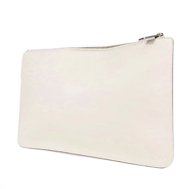 White Fendi Vocabulary 3D Logo Zip Clutch Bag - Designer Revival