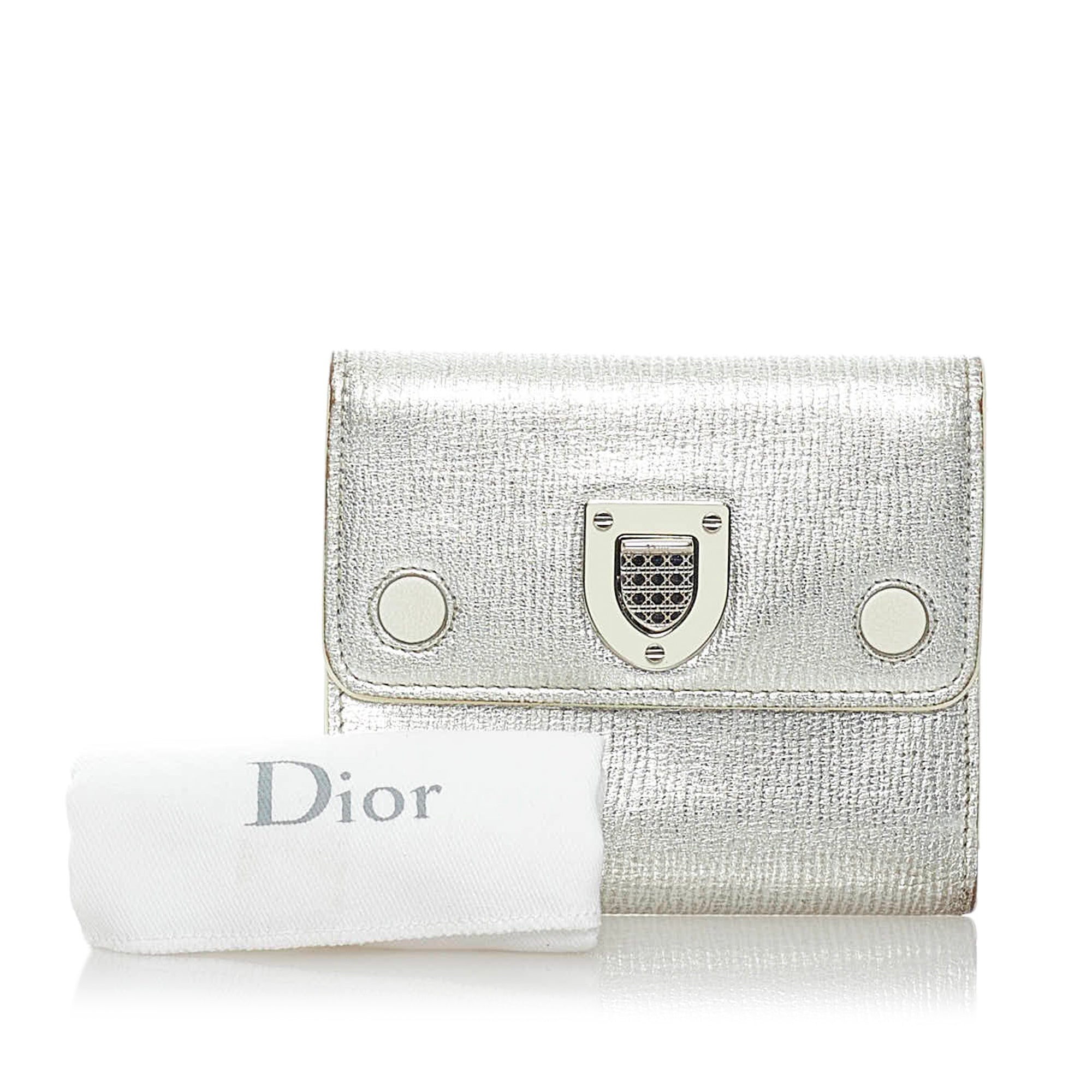Dior Silver Small Metallic Python Diorama Silvery Leather ref