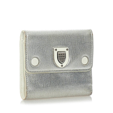Silver Dior Diorama Leather Small Wallet