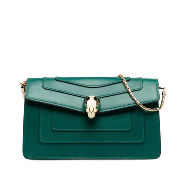 Green Bvlgari Serpenti Forever Clutch Handbag - Designer Revival