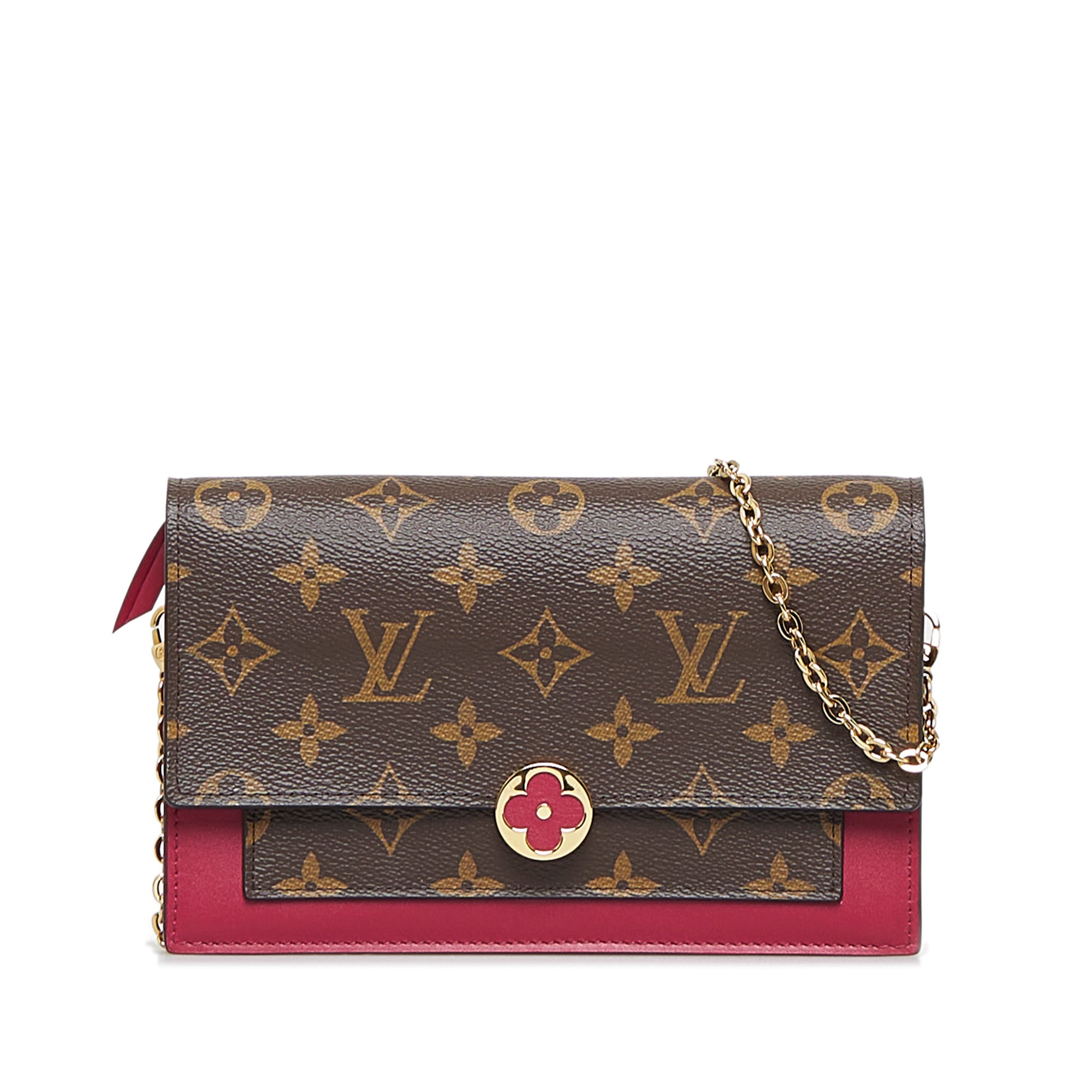RvceShops Revival, Red Louis Vuitton Monogram Flore Wallet On Chain  Crossbody Bag