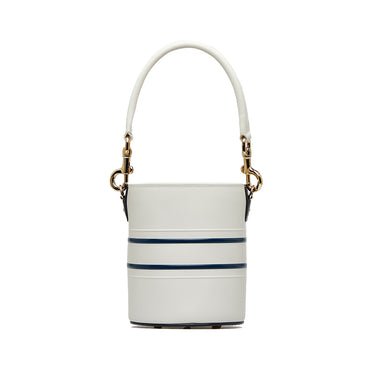 White Dior Small Vibe Drawstring Bucket - Designer Revival