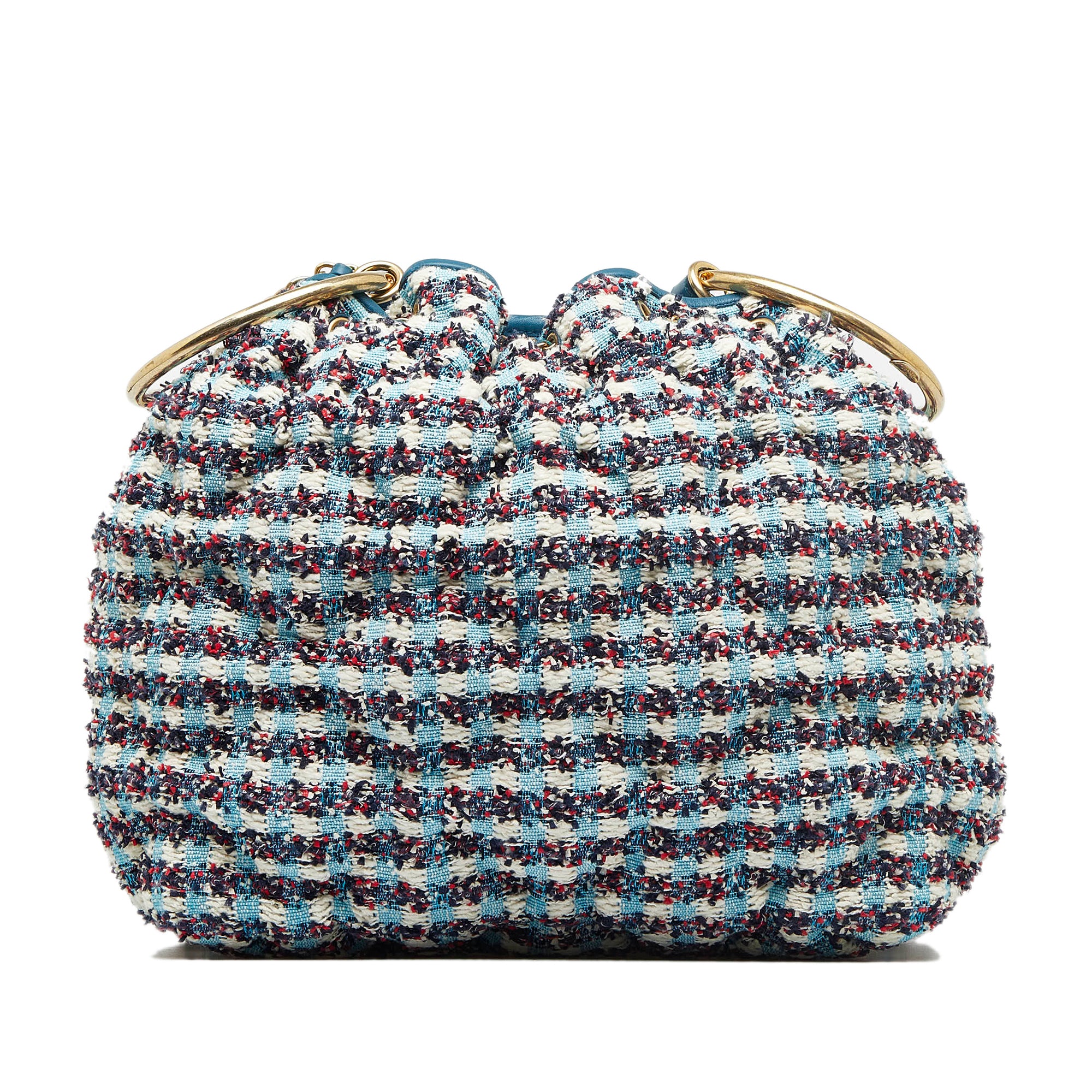 Blue Chanel Cuba Chesterfield Tweed Drawstring Bucket Bag