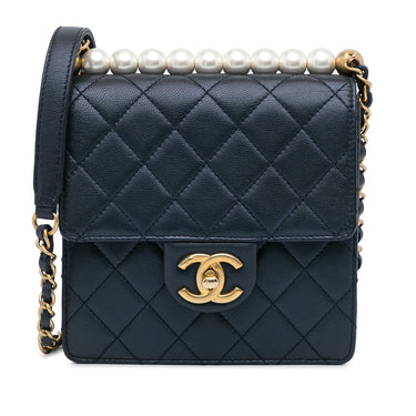 Blue Chanel Mini Chic Pearls Crossbody - Designer Revival