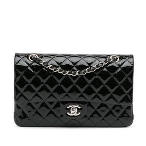 Black Chanel Medium Classic Patent Double Flap Shoulder Bag
