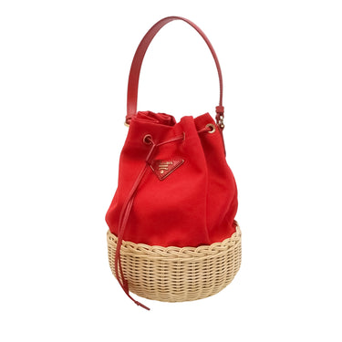 Red Prada Midollino and Canapa Bucket Bag - Designer Revival